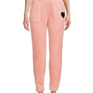 No Boundaries Pink with Black Heart Juniors Puppet Plush Joggers SZ: L (11-13)